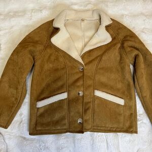 Cozy Tan Teddy Jacket with Cream Accents